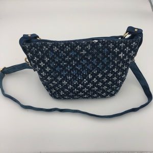 Aosimei Denim and Sequin Handbag With Makeup Bag